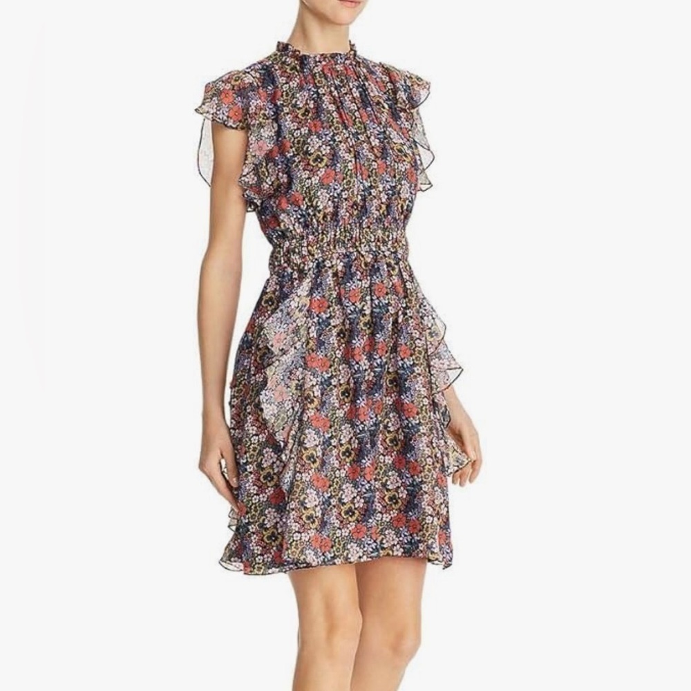 Shoshanna Floral (100% Silk) Midi Dress - Multicolor